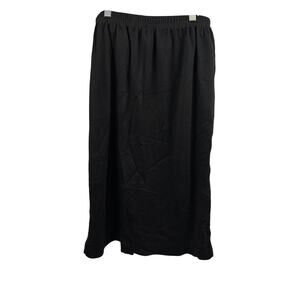Vintage NEW Black Midi Skirt MEDIUM Elastic Waist Womens 1990s Y2K Classic
